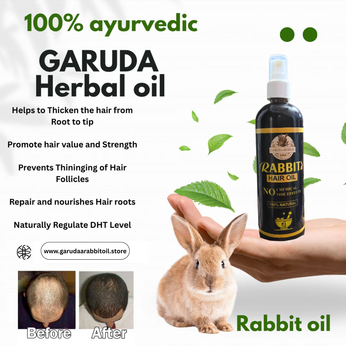 Garuda Rabbit Herbal Hair Oil(5.0 ⭐⭐⭐⭐⭐ 18,345 REVIEWS) Globally